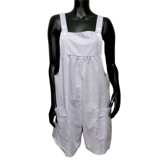 Vintage 90s J. Michelle Size M Purple White Striped Pregnancy Maternity Romper‎ - Picture 1 of 8